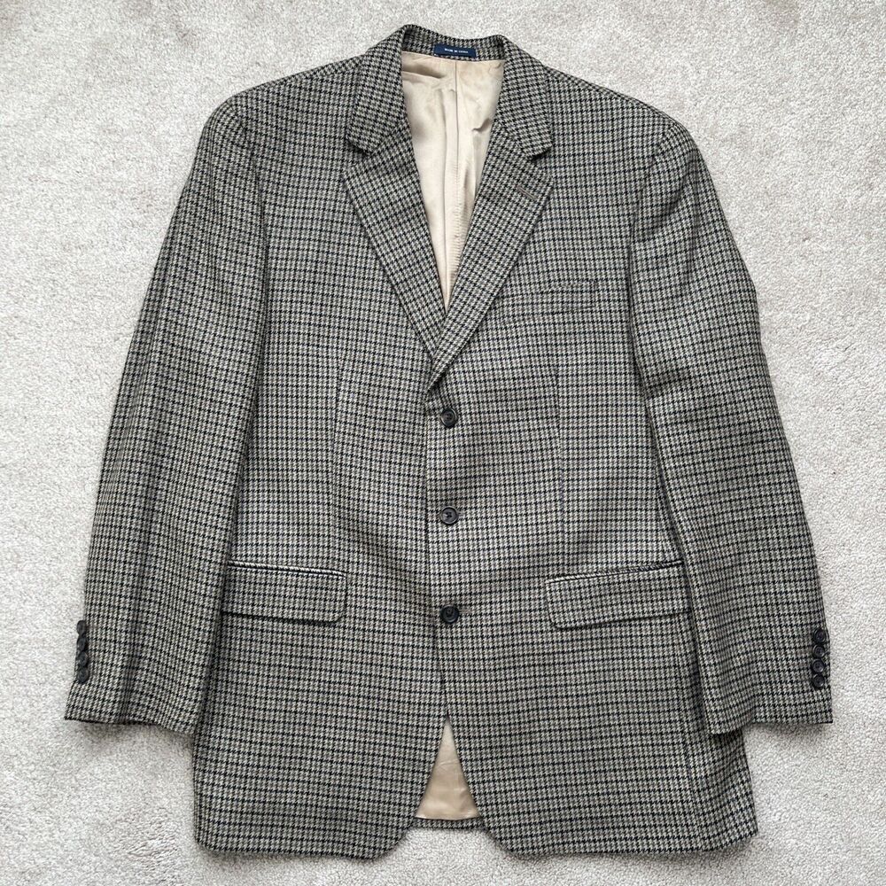 Ralph Lauren Herringbone Plaid Blazer Mens 42L Wool Cashmere Academia Preppy